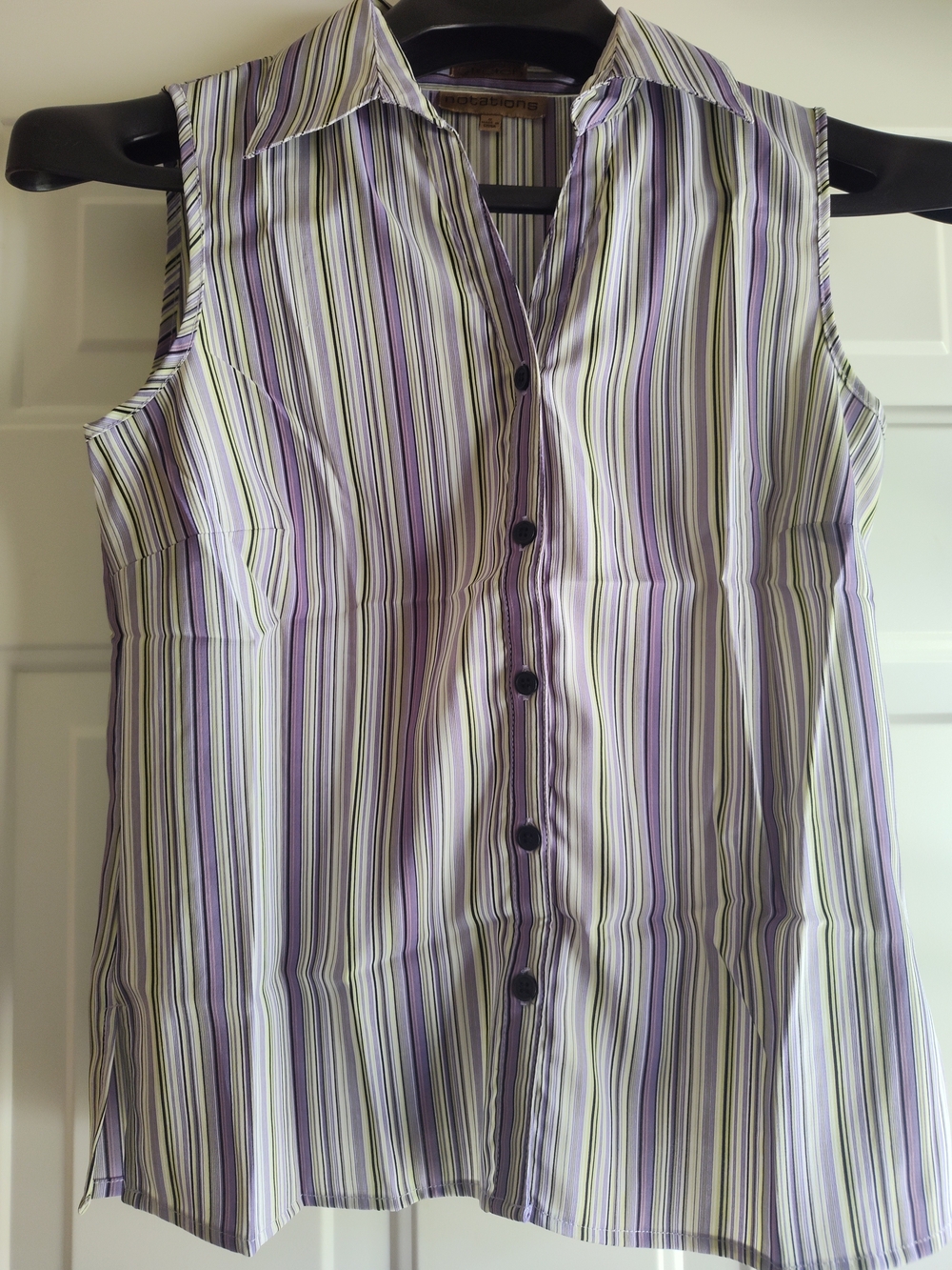 Women's Notations Mulyi- Colored Striped  Sleeveless Blouse size S Bust: 36"